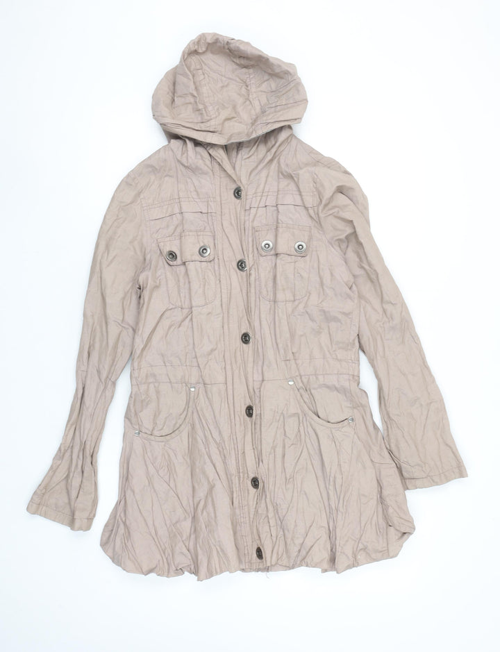 New Look Women’s Beige Hooded Parka Jacket Size 10 Cotton Blend