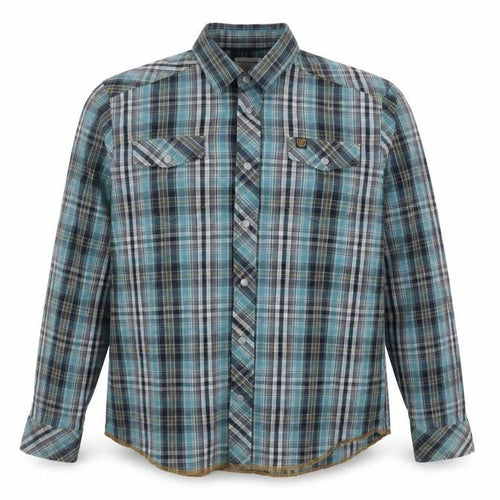 Cottonfield Men's Blue Plaid Button-Up Long Sleeve 2XL Shirt