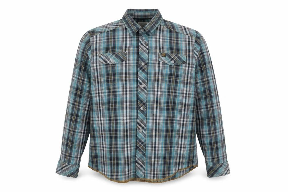 Cottonfield Men's Blue Plaid Button-Up Long Sleeve 2XL Shirt