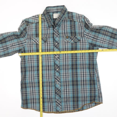 Cottonfield Men's Blue Plaid Button-Up Long Sleeve 2XL Shirt