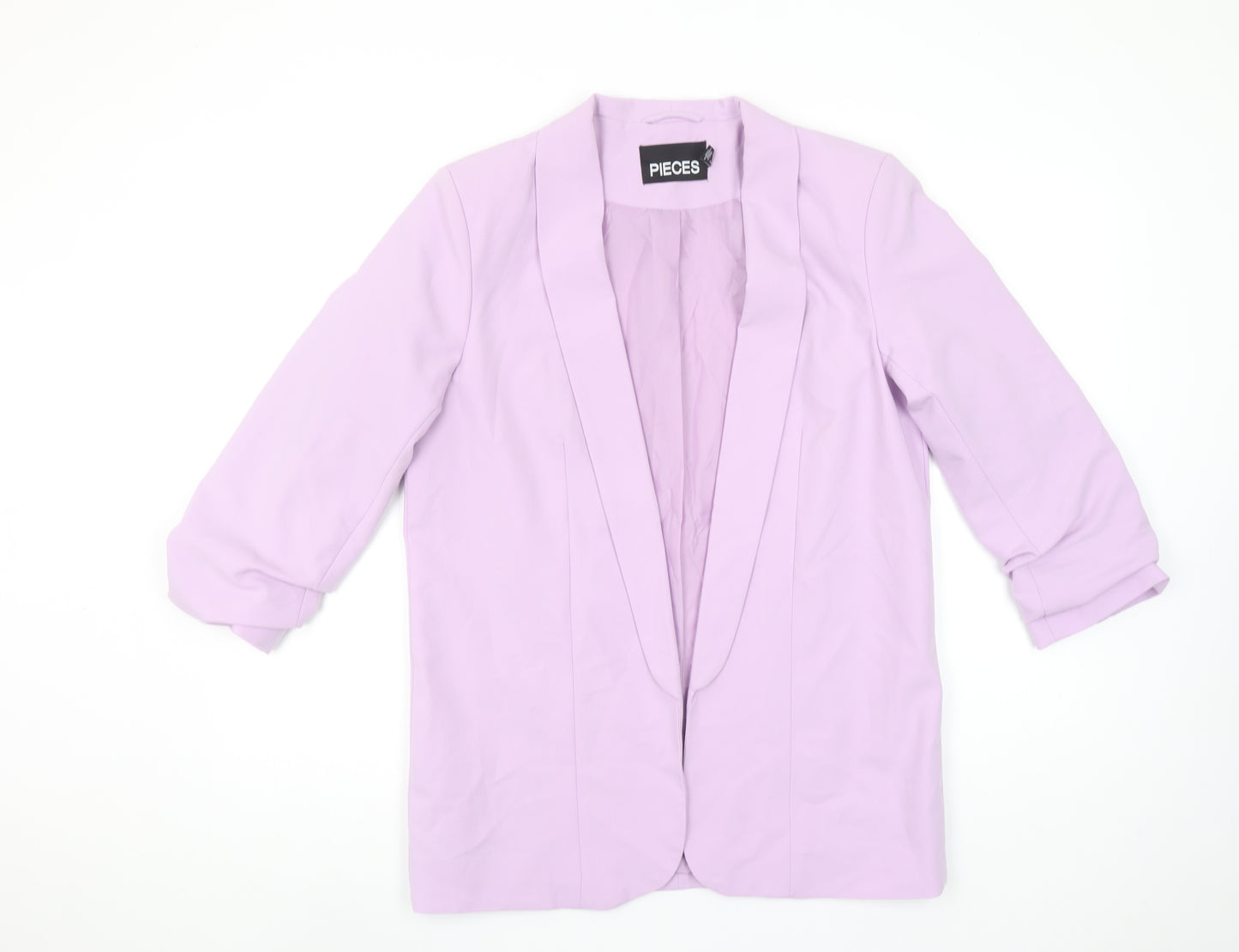 PIECES Women Purple Regular Fit 3/4 Sleeve Lined Blazer Jacket Size S