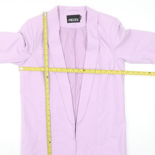 PIECES Women Purple Regular Fit 3/4 Sleeve Lined Blazer Jacket Size S