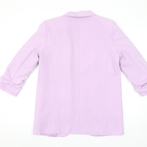 PIECES Women Purple Regular Fit 3/4 Sleeve Lined Blazer Jacket Size S