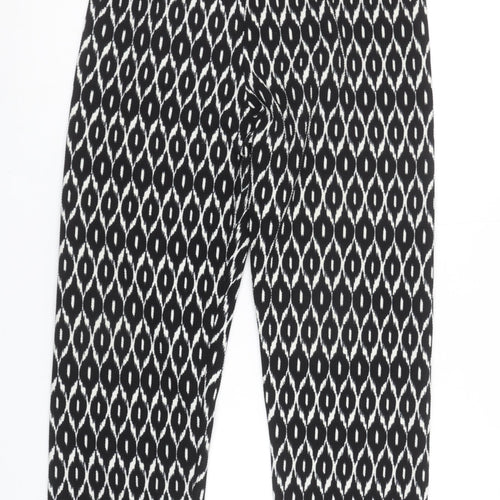 Bassini Women’s Black Geometric Cropped Trousers Size 16 Stretch Jersey
