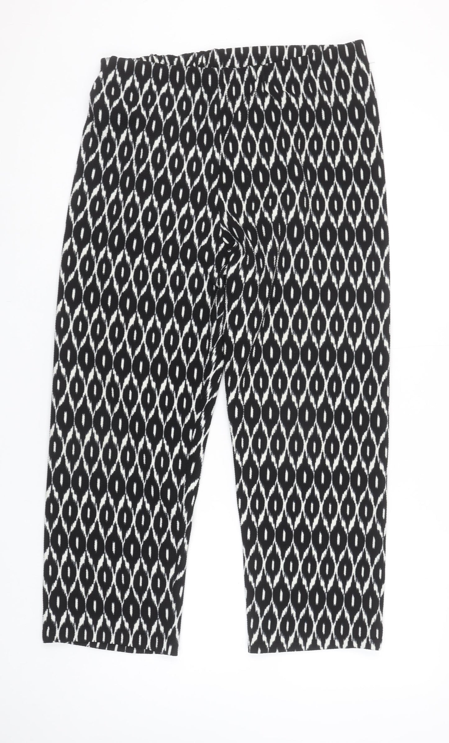 Bassini Women’s Black Geometric Cropped Trousers Size 16 Stretch Jersey