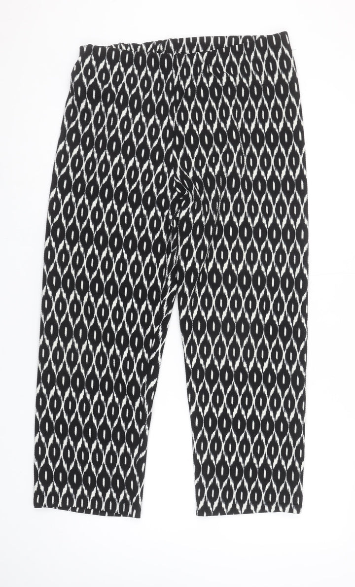 Bassini Women’s Black Geometric Cropped Trousers Size 16 Stretch Jersey