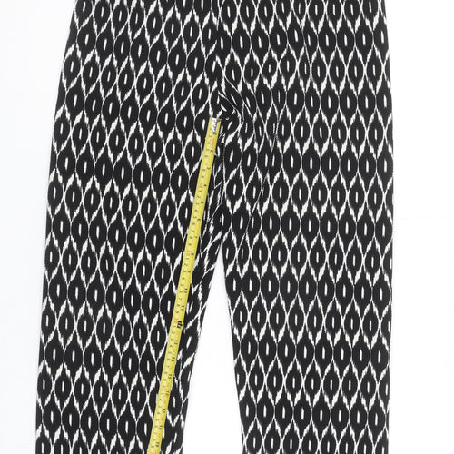 Bassini Women’s Black Geometric Cropped Trousers Size 16 Stretch Jersey