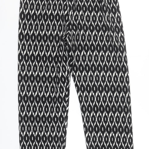 Bassini Women’s Black Geometric Cropped Trousers Size 16 Stretch Jersey