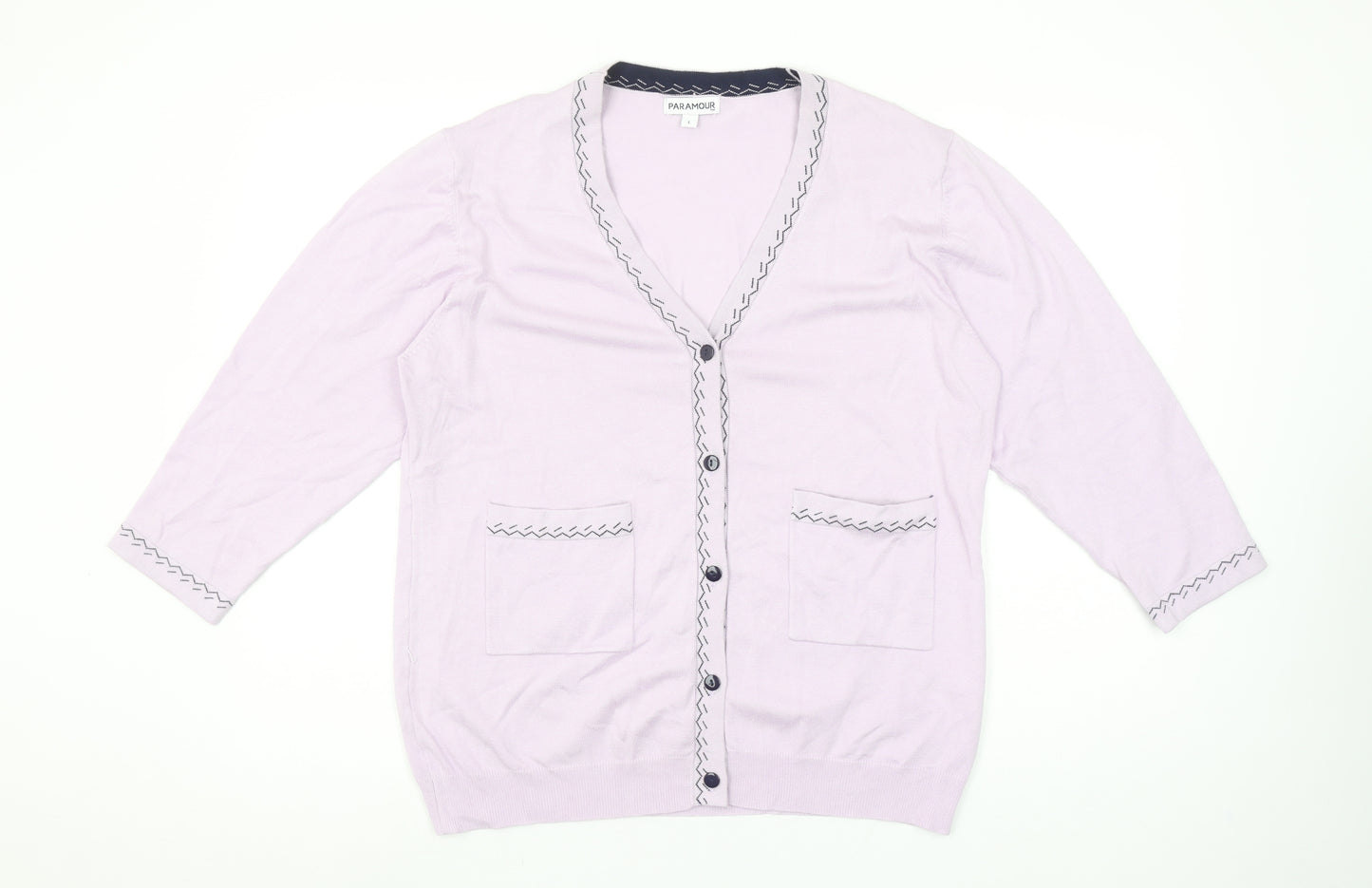 Paramour Women's Lilac Cardigan L V-Neck Button Knit Pockets
