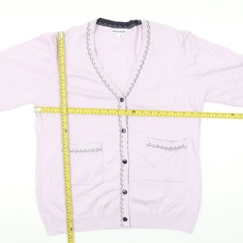 Paramour Women's Lilac Cardigan L V-Neck Button Knit Pockets