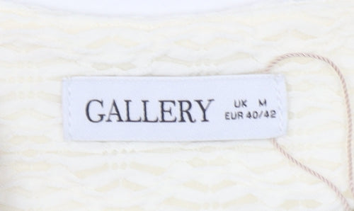 Gallery Women Ivory Lace V-Neck Puff Sleeve Blouse Size M