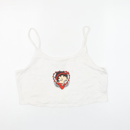 Betty Boop Women's White XL Camisole Tank Top Retro Cartoon Print