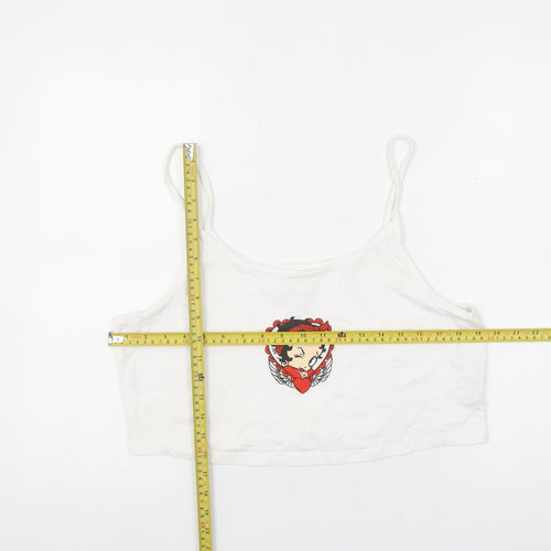 Betty Boop Women's White XL Camisole Tank Top Retro Cartoon Print