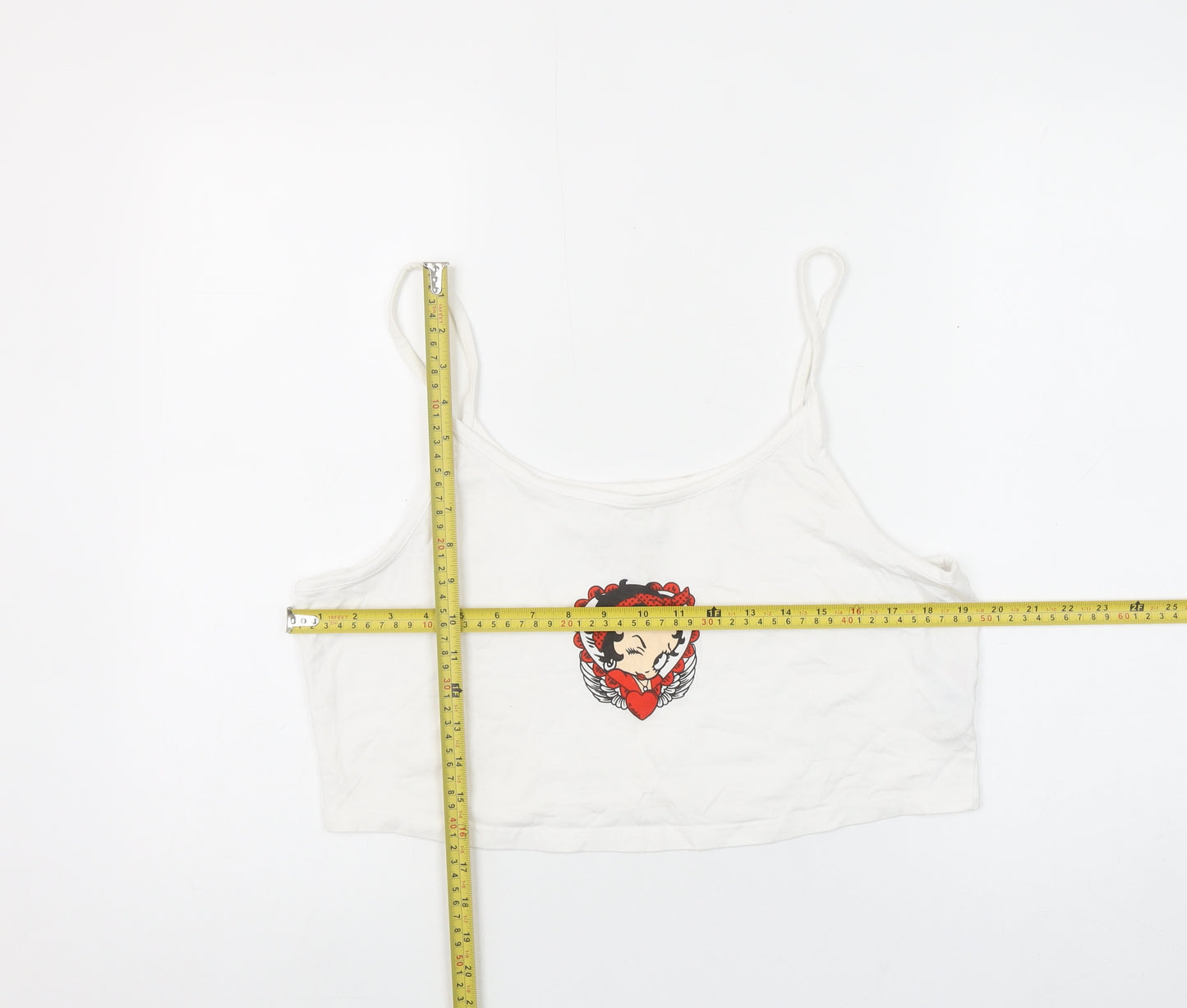 Betty Boop Women's White XL Camisole Tank Top Retro Cartoon Print