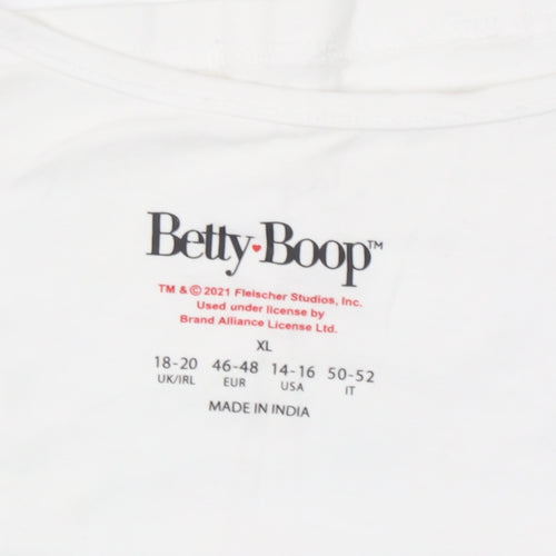 Betty Boop Women's White XL Camisole Tank Top Retro Cartoon Print
