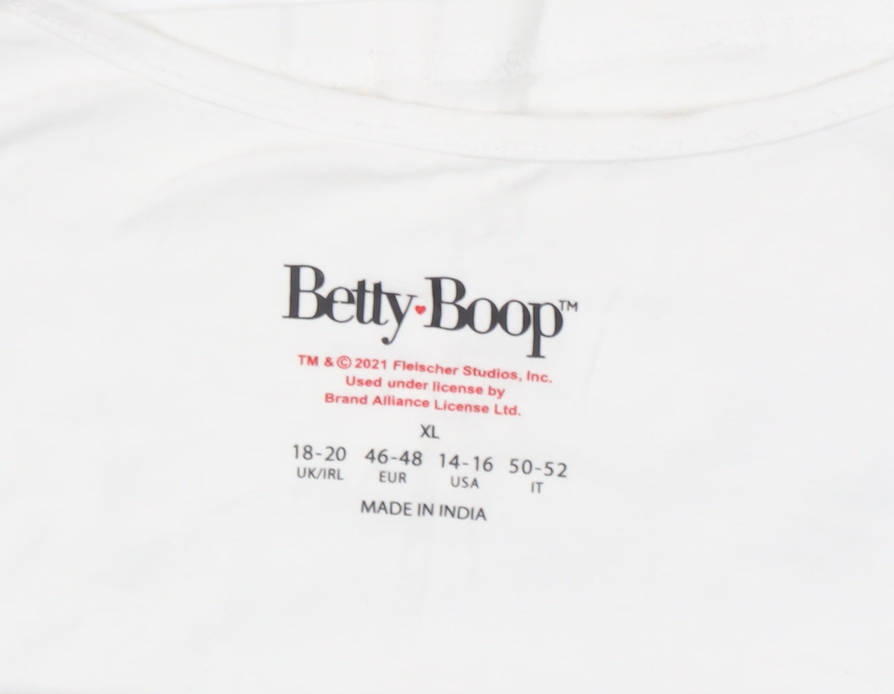 Betty Boop Women's White XL Camisole Tank Top Retro Cartoon Print