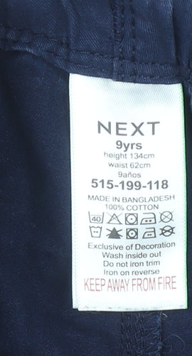 NEXT Boys Blue Cotton Drawstring Waist Casual Shorts 9 Years