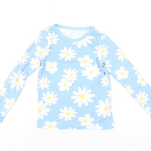 Dunnes Stores Girls Blue Daisy Floral Long Sleeve Cotton Pyjama Top 8-9 Years