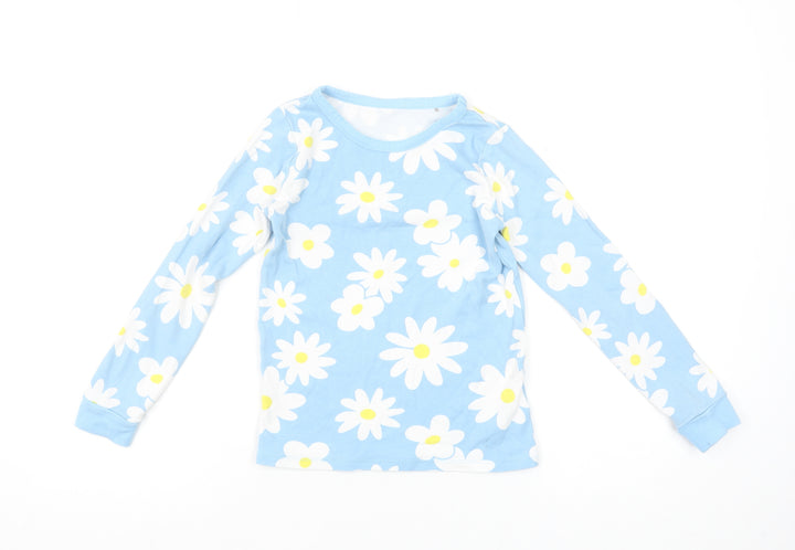 Dunnes Stores Girls Blue Daisy Floral Long Sleeve Cotton Pyjama Top 8-9 Years