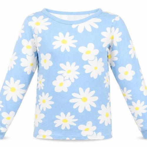 Dunnes Stores Girls Blue Daisy Floral Long Sleeve Cotton Pyjama Top 8-9 Years