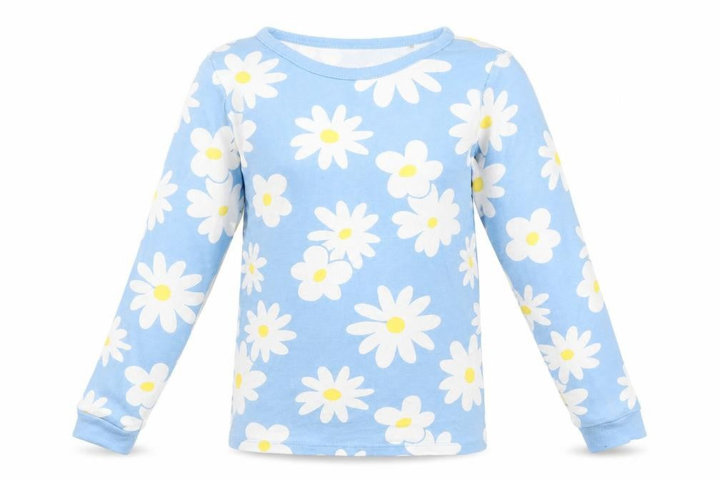 Dunnes Stores Girls Blue Daisy Floral Long Sleeve Cotton Pyjama Top 8-9 Years