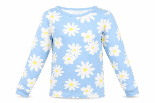 Dunnes Stores Girls Blue Daisy Floral Long Sleeve Cotton Pyjama Top 8-9 Years