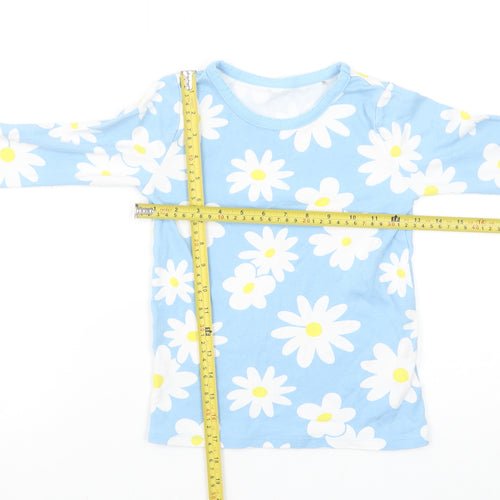 Dunnes Stores Girls Blue Daisy Floral Long Sleeve Cotton Pyjama Top 8-9 Years