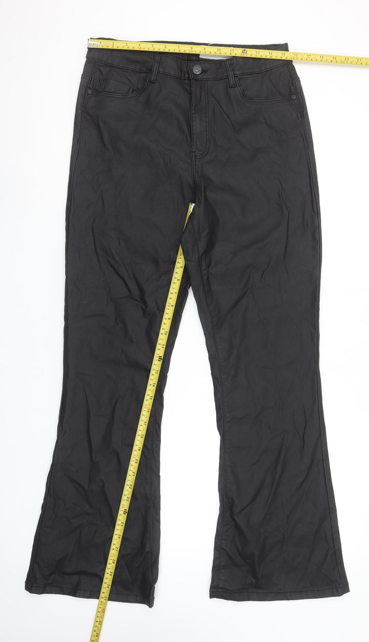 Noisy May Women's Black XL Flared High Rise Trousers