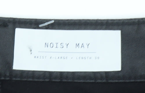 Noisy May Women's Black XL Flared High Rise Trousers