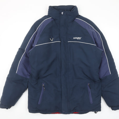 Azzurri Sport Men Blue S Puffer Jacket Insulated Mid-Length Winter Coat