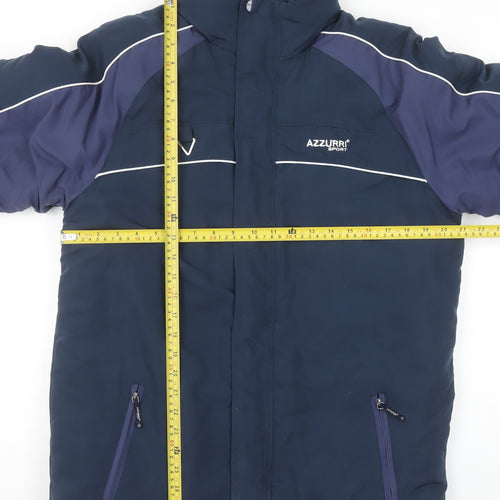 Azzurri Sport Men Blue S Puffer Jacket Insulated Mid-Length Winter Coat