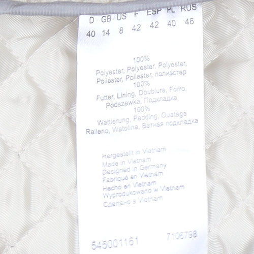Olsen Womens Beige Quilted Mid-Length Coat Size 14