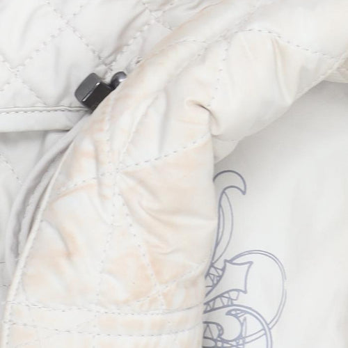 Olsen Womens Beige Quilted Mid-Length Coat Size 14
