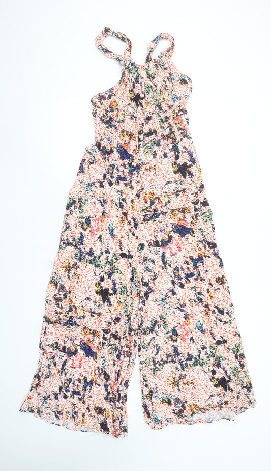 Karen Millen Womens Multicoloured Viscose Jumpsuit Size 10 UK Wide-Leg