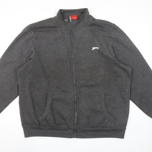 Slazenger Men’s Grey Full Zip Sweatshirt XL Fleece Mock Neck