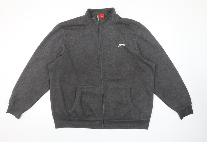 Slazenger Men’s Grey Full Zip Sweatshirt XL Fleece Mock Neck