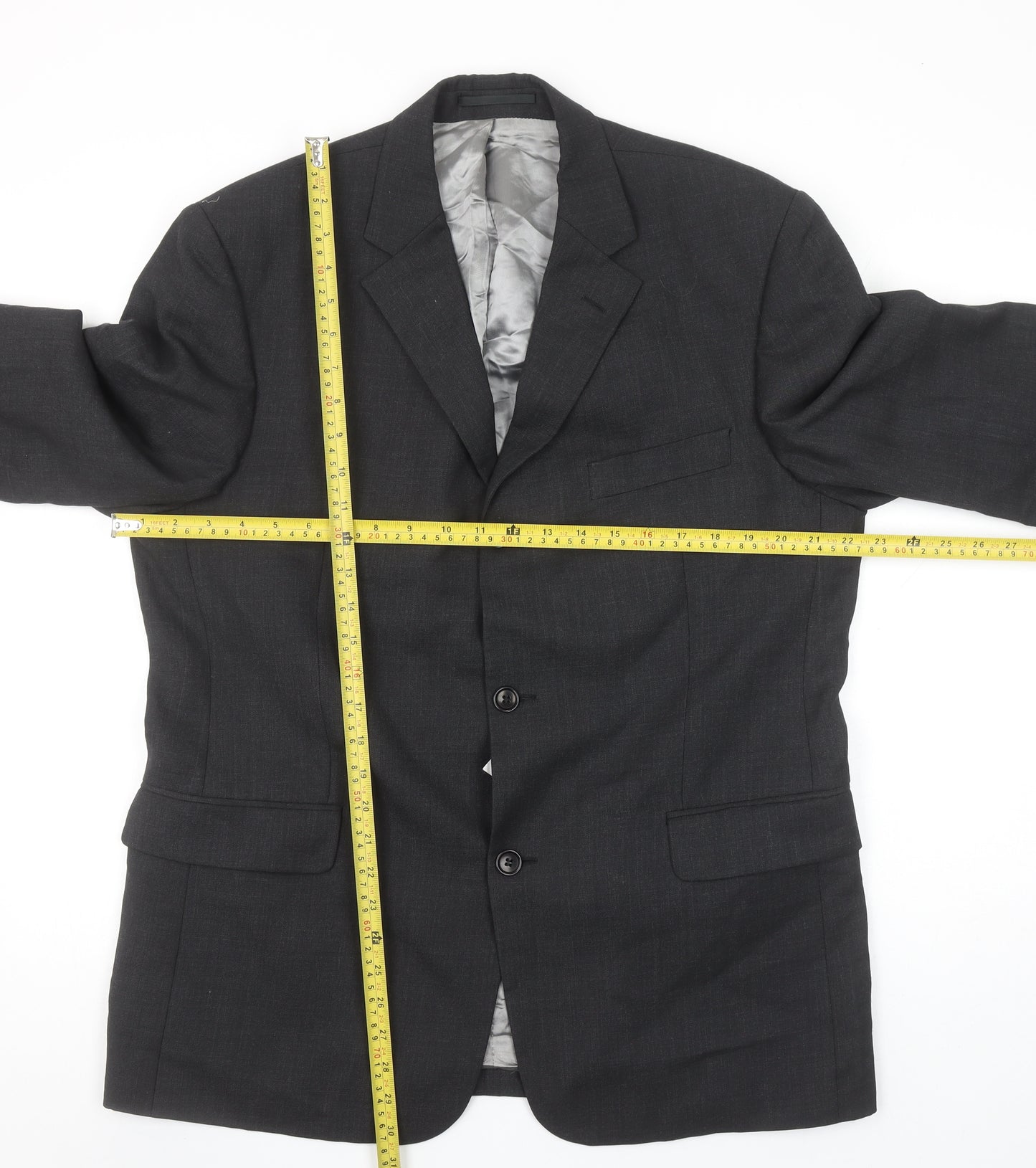 Lino Vierra Men's Grey 42S Wool Blend Classic Blazer Jacket