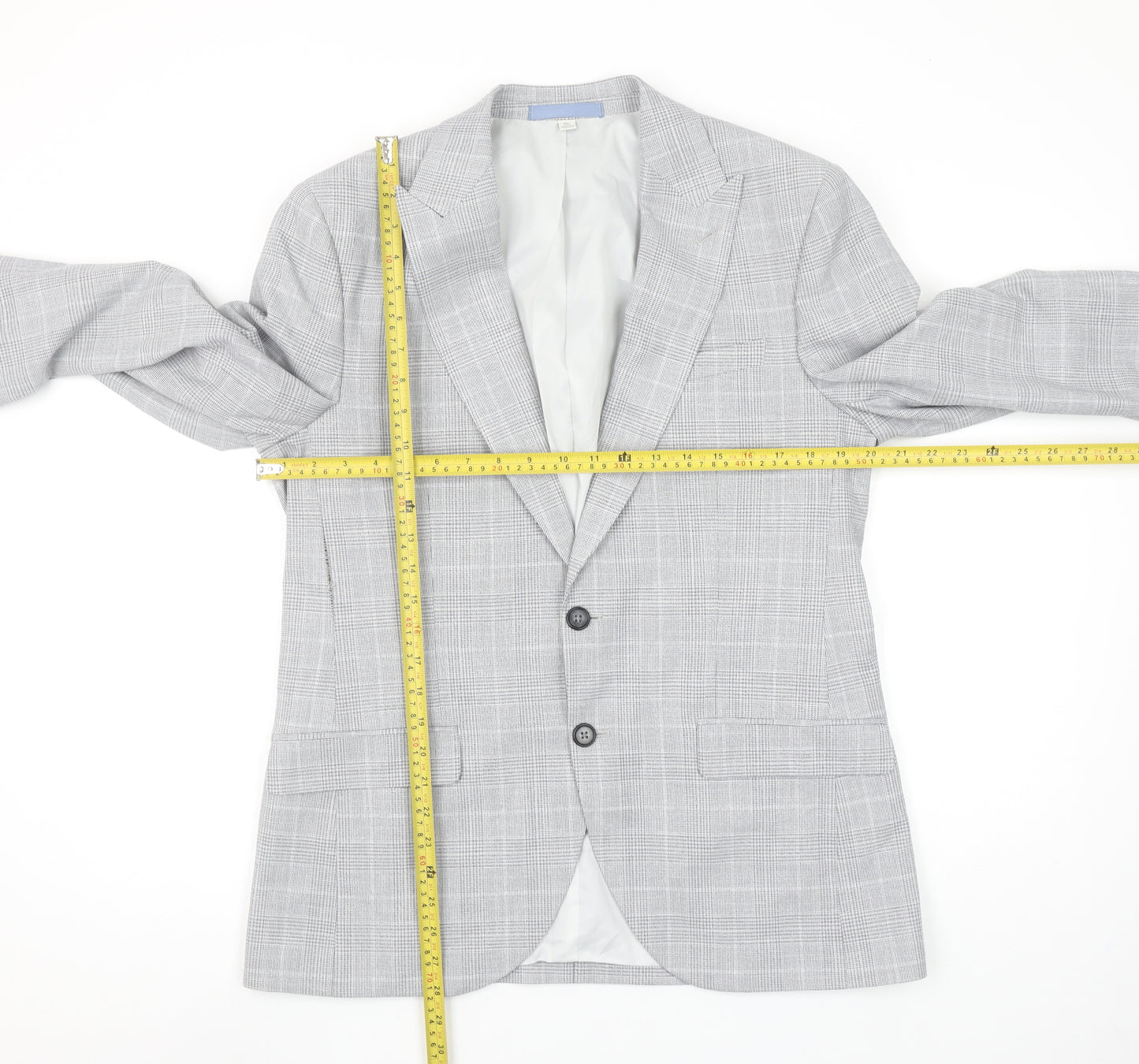 Marks and Spencer Men's Grey Check Slim Fit Blazer 40S