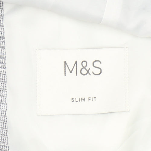 Marks and Spencer Men's Grey Check Slim Fit Blazer 40S