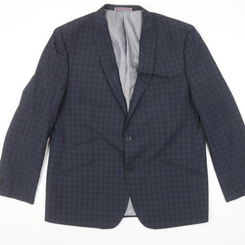 Matalan Men’s Blue Check 44 Short Regular Fit Single-Breasted Blazer