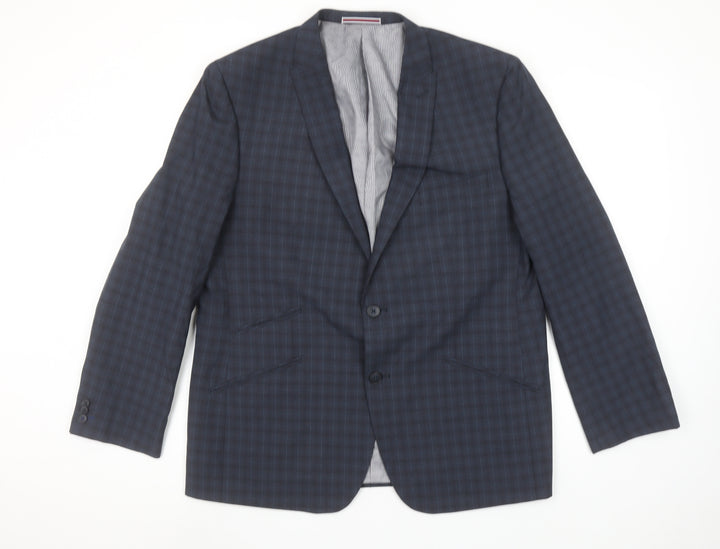 Matalan Men’s Blue Check 44 Short Regular Fit Single-Breasted Blazer