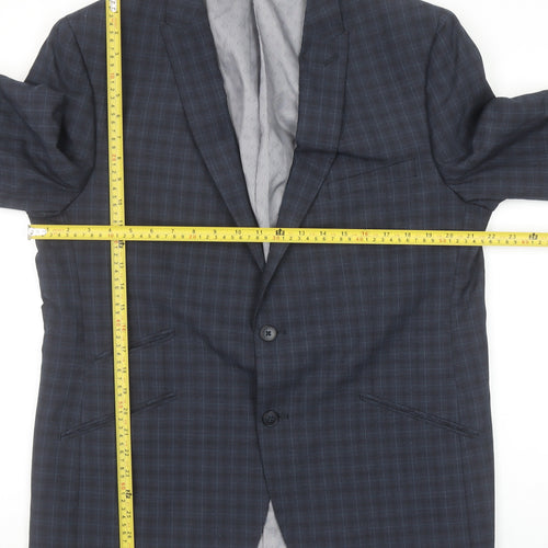 Matalan Men’s Blue Check 44 Short Regular Fit Single-Breasted Blazer