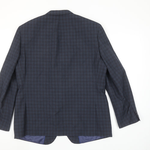 Matalan Men’s Blue Check 44 Short Regular Fit Single-Breasted Blazer