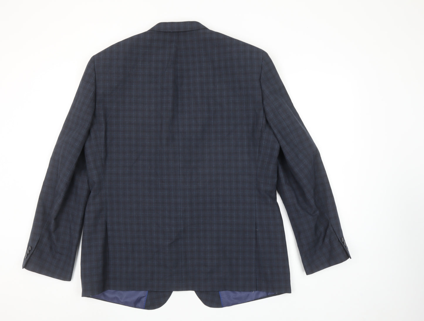 Matalan Men’s Blue Check 44 Short Regular Fit Single-Breasted Blazer