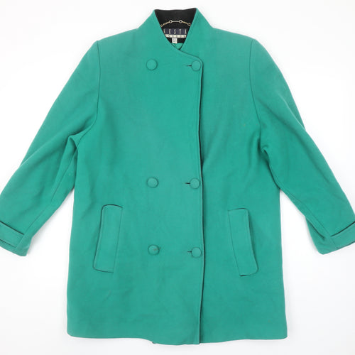 Kesta London Women's Green Wool Mid-Length Overcoat UK 12