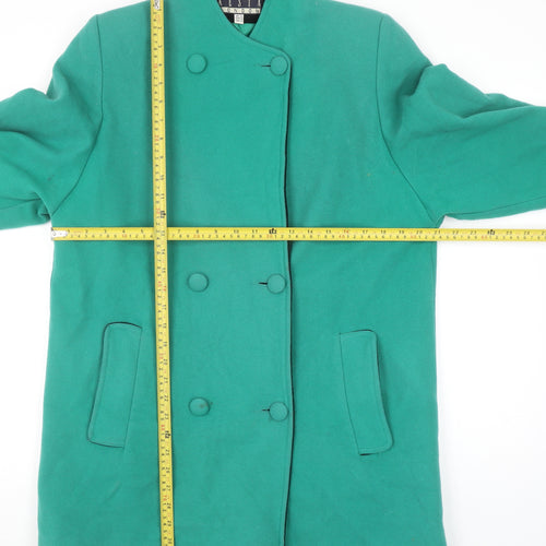 Kesta London Women's Green Wool Mid-Length Overcoat UK 12