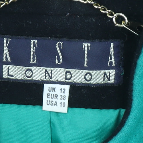Kesta London Women's Green Wool Mid-Length Overcoat UK 12