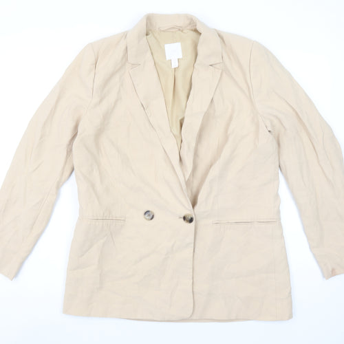 H&M Women Beige Double-Breasted Blazer UK 12 Regular Fit