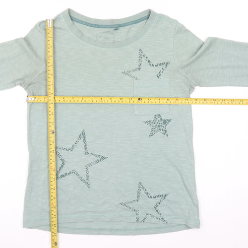 Next Women's Green Star Print Long Sleeve Cotton T-Shirt Size 8