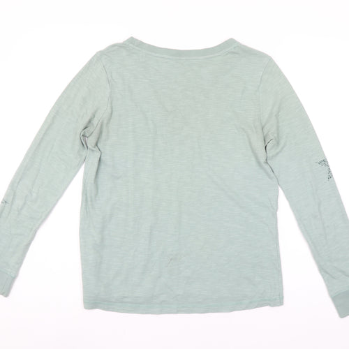 Next Women's Green Star Print Long Sleeve Cotton T-Shirt Size 8